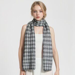 🆕Everlane Unisex The Alpaca Patterned Scarf Gray Buffalo Check One Size NWT
